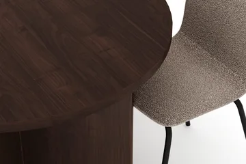 Dano Oval Spisebordssæt 180 cm – Spisebord med 6 Katy Spisebordsstole med Træ- og Valnøddeudseende - Brun|Greige - Møbler - Borde - Spisebordssæt