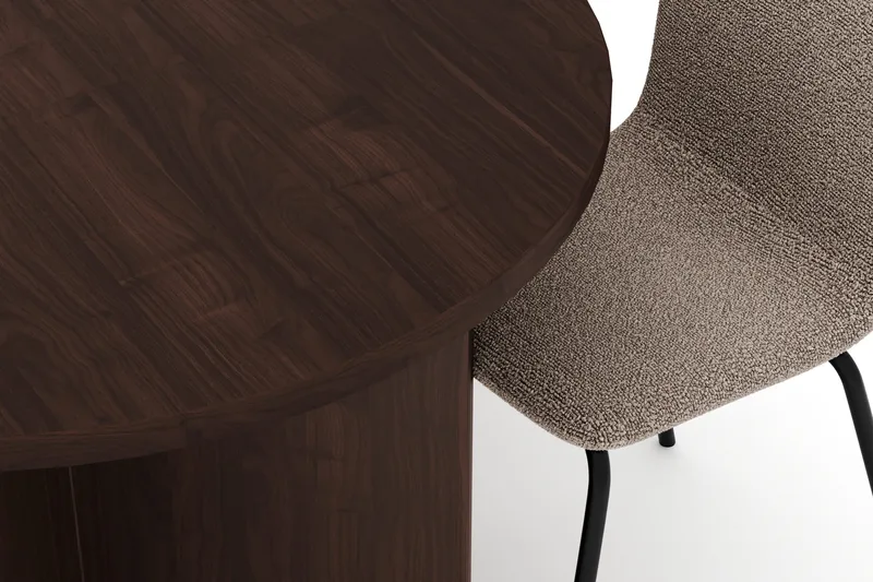 Dano Oval Spisebordssæt 180 cm – Spisebord med 6 Katy Spisebordsstole med Træ- og Valnøddeudseende - Brun|Greige - Møbler - Borde - Spisebordssæt