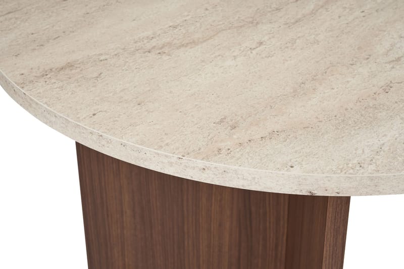 Dano Ovalt Spisebord 180x90 cm med Travertin- og Valnøddeudseende - Beige - Møbler - Borde - Spisebord og køkkenbord