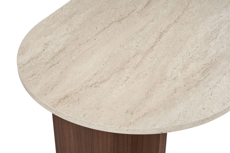 Dano Ovalt Spisebord 180x90 cm med Travertin- og Valnøddeudseende - Beige - Møbler - Borde - Spisebord og køkkenbord