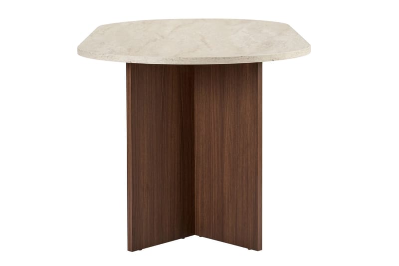 Dano Ovalt Spisebord 180x90 cm med Travertin- og Valnøddeudseende - Beige - Møbler - Borde - Spisebord og køkkenbord