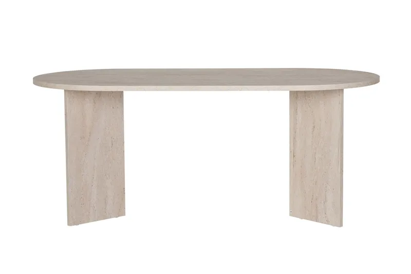 Dano Ovalt Spisebord 180x90 cm med Travertinudseende - Beige - Møbler - Borde - Spisebord og køkkenbord