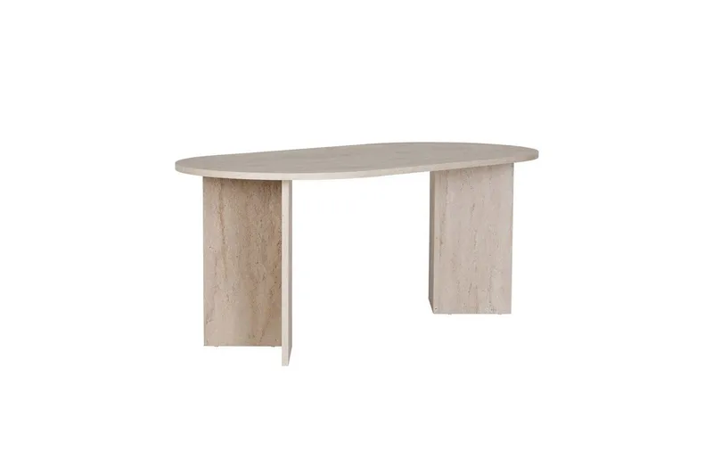 Dano Ovalt Spisebord 180x90 cm med Travertinudseende - Beige - Møbler - Borde - Spisebord og køkkenbord
