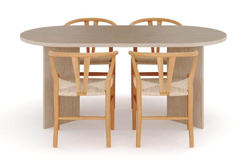 Dano Spisebord 180 cm med 4 Dastoori Spisestole - Travertin / Natur - Møbler - Borde - Spisebordssæt
