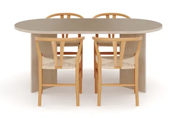Dano Spisebord 180 cm med 4 Dastoori Spisestole - Travertin / Natur - Møbler - Borde - Spisebordssæt