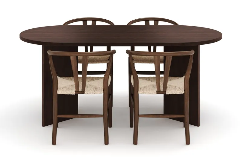 Dano Spisebord 180 cm med 4 Dastoori Spisestole - Valnød - Møbler - Borde - Spisebordssæt