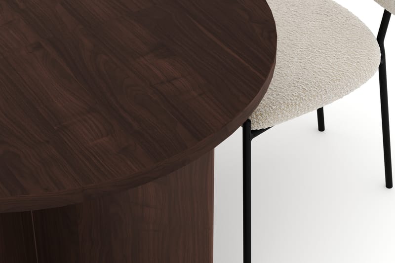 Dano Spisebord 180 cm med 4 Gemmiano Spisestole - Valnød / Hvid Bouclé - Møbler - Borde - Spisebordssæt