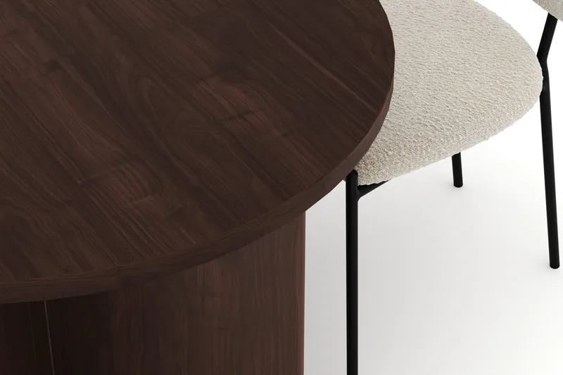 Dano Spisebord 180 cm med 4 Gemmiano Spisestole - Valnød / Hvid Bouclé - Møbler - Borde - Spisebordssæt