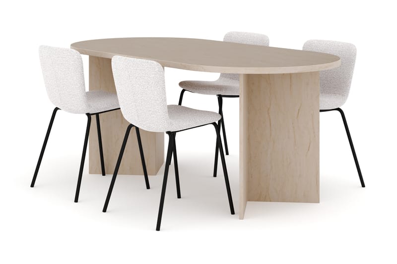 Dano Spisebord 180 cm med 4 Katy Spisestole - Travertin / Hvid - Møbler - Borde - Spisebordssæt