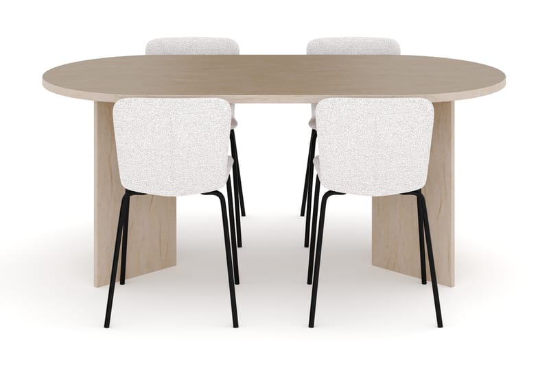 Dano Spisebord 180 cm med 4 Katy Spisestole - Travertin / Hvid - Møbler - Borde - Spisebordssæt