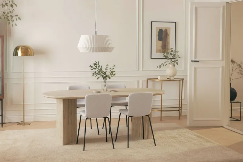 Dano Spisebord 180 cm med 4 Katy Spisestole - Travertin / Hvid - Møbler - Borde - Spisebordssæt