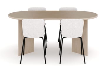 Dano Spisebord 180 cm med 4 Katy Spisestole - Travertin / Hvid - Møbler - Borde - Spisebordssæt