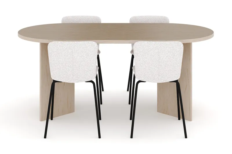 Dano Spisebord 180 cm med 4 Katy Spisestole - Travertin / Hvid - Møbler - Borde - Spisebordssæt