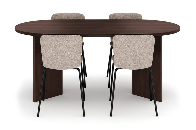 Dano Spisebord 180 cm med 4 Katy Spisestole - Valnød / Greige - Møbler - Borde - Spisebordssæt