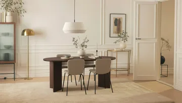 Dano Spisebord 180 cm med 4 Katy Spisestole - Valnød / Greige - Møbler - Borde - Spisebordssæt
