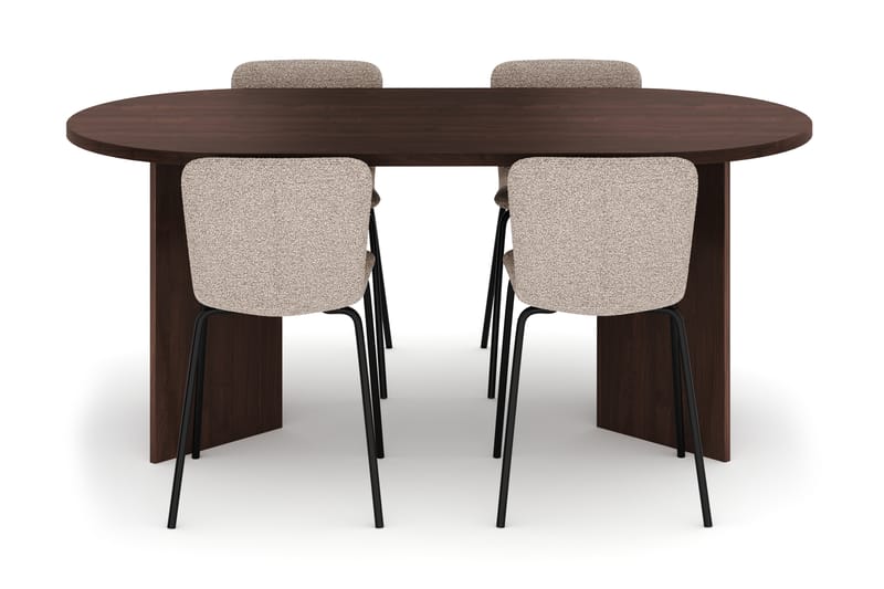 Dano Spisebord 180 cm med 4 Katy Spisestole - Valnød / Greige - Møbler - Borde - Spisebordssæt