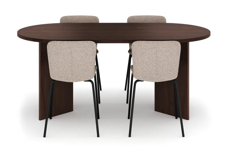 Dano Spisebord 180 cm med 4 Katy Spisestole - Valnød / Greige - Møbler - Borde - Spisebordssæt