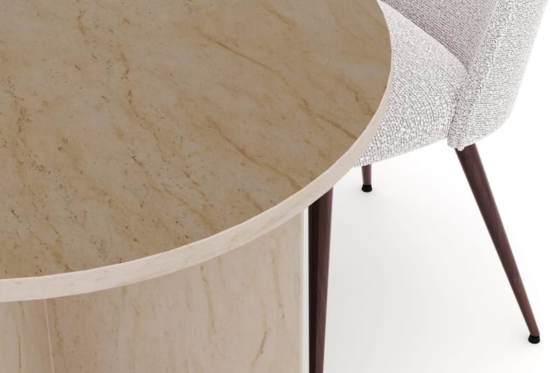 Dano Spisebord 180 cm med 4 Nibe Plus Spisestole - Travertin / Hvid - Møbler - Borde - Spisebordssæt