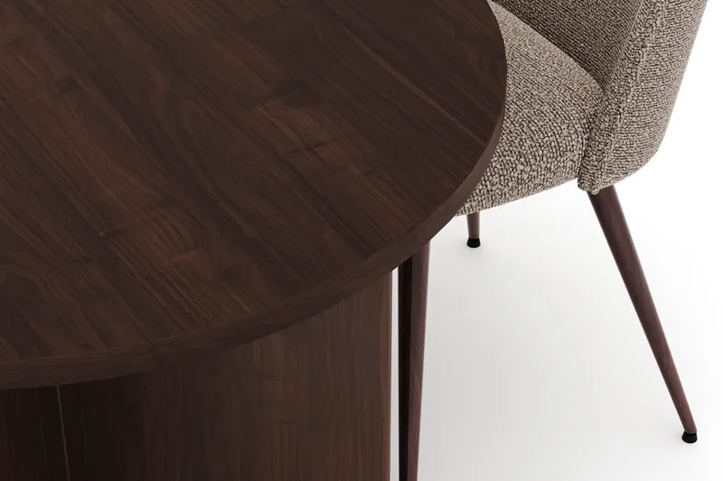 Dano Spisebord 180 cm med 4 Nibe Plus Spisestole - Valnød / Greige - Møbler - Borde - Spisebordssæt