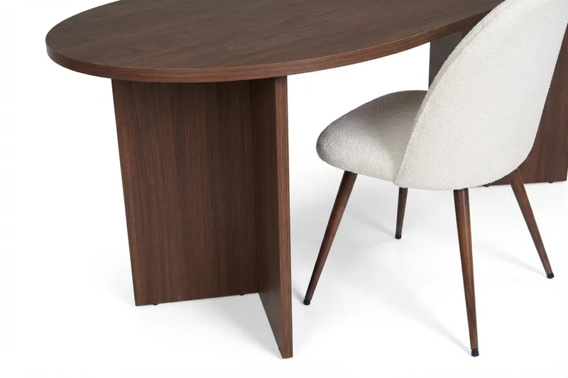 Dano Spisebord 180 cm med 4 Nibe Plus Spisestole - Hvid/Brun - Møbler - Borde - Spisebordssæt