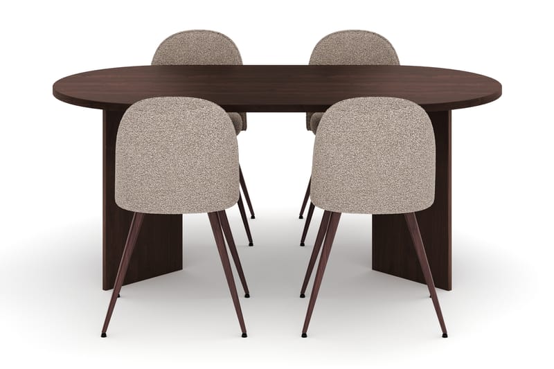 Dano Spisebord 180 cm med 4 Nibe Plus Spisestole - Valnød / Greige - Møbler - Borde - Spisebordssæt