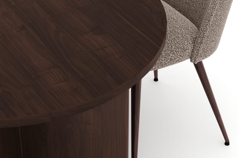 Dano Spisebord 180 cm med 4 Nibe Plus Spisestole - Valnød / Greige - Møbler - Borde - Spisebordssæt