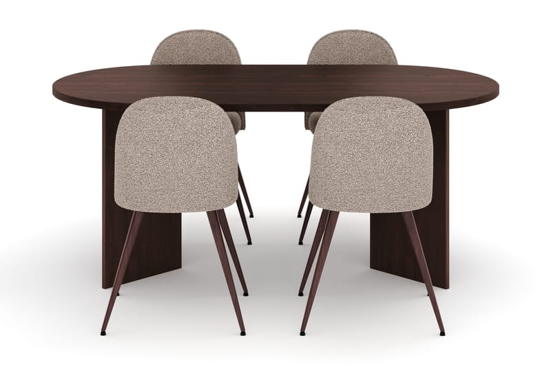 Dano Spisebord 180 cm med 4 Nibe Plus Spisestole - Valnød / Greige - Møbler - Borde - Spisebordssæt