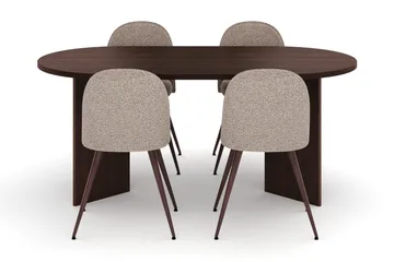 Dano Spisebord 180 cm med 4 Nibe Plus Spisestole - Valnød / Greige - Møbler - Borde - Spisebordssæt