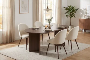 Dano Spisebord 180 cm med 4 Nibe Plus Spisestole - Hvid/Brun - Møbler - Borde - Spisebordssæt