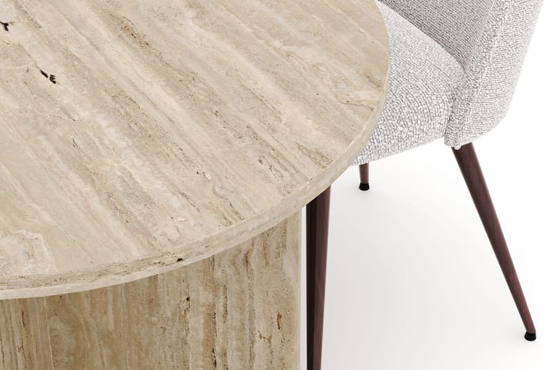 Dano Spisebord 180 cm med 4 Nibe Plus Spisestole - Travertin / Hvid - Møbler - Borde - Spisebordssæt