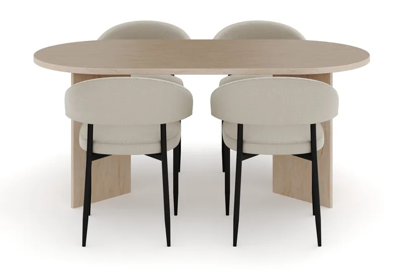 Dano Spisebord 180 cm med 4 Sawako Spisestole - Travertin / Beige - Møbler - Borde - Spisebordssæt