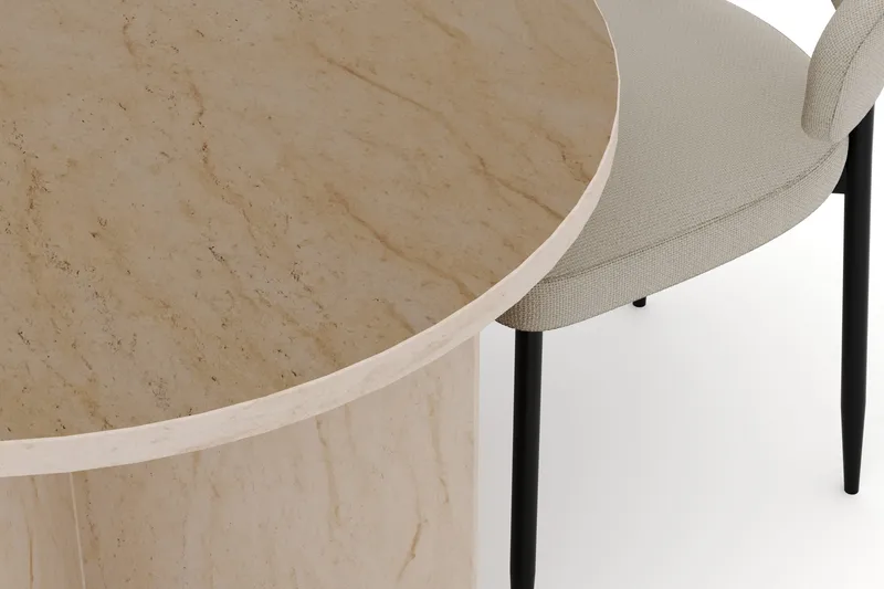 Dano Spisebord 180 cm med 4 Sawako Spisestole - Travertin / Beige - Møbler - Borde - Spisebordssæt