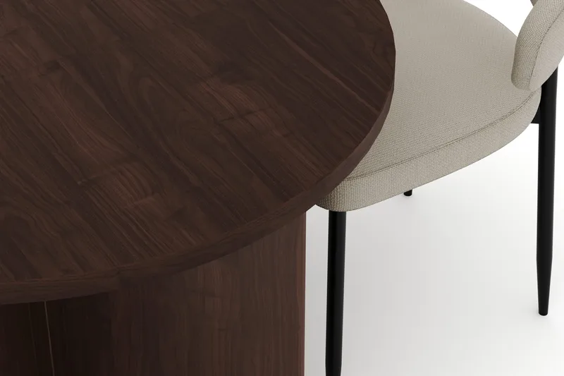 Dano Spisebord 180 cm med 4 Sawako Spisestole - Valnød / Beige - Møbler - Borde - Spisebordssæt