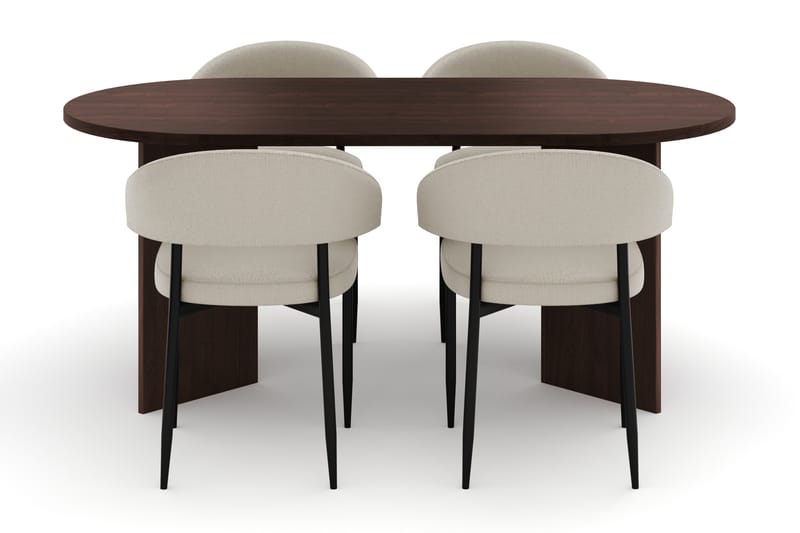 Dano Spisebord 180 cm med 4 Sawako Spisestole - Valnød / Beige - Møbler - Borde - Spisebordssæt