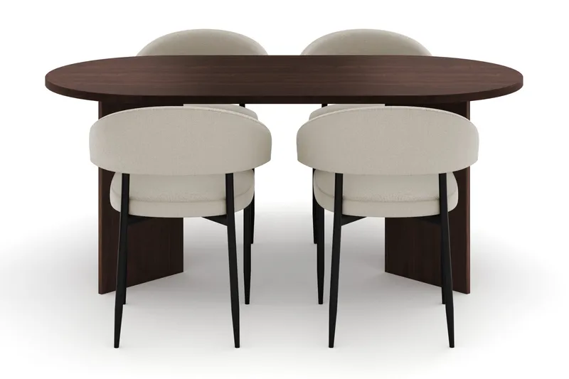 Dano Spisebord 180 cm med 4 Sawako Spisestole - Valnød / Beige - Møbler - Borde - Spisebordssæt