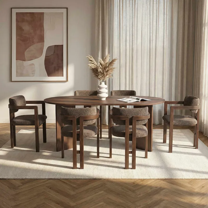 Dano Spisebord 180 cm med 6 Bonavista Stole - Milano Walnut, Dark Walnut, Brown - Møbler - Borde - Spisebordssæt