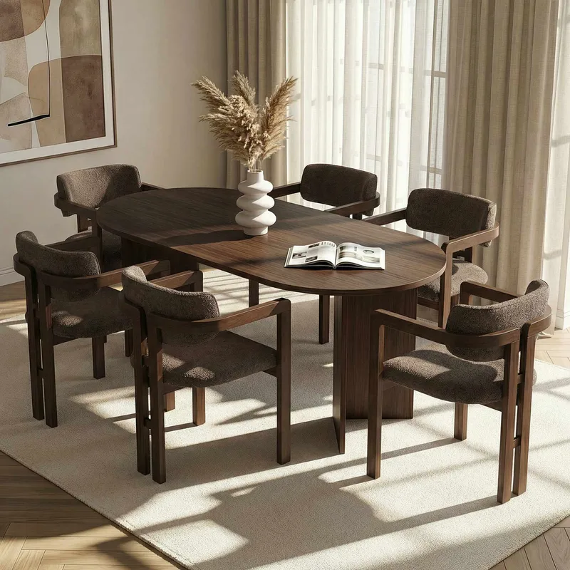 Dano Spisebord 180 cm med 6 Bonavista Stole - Milano Walnut, Dark Walnut, Brown - Møbler - Borde - Spisebordssæt