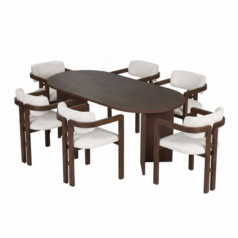 Dano Spisebord 180 cm med 6 Bonavista Stole, Milano Walnut, Dark Walnut, hvid