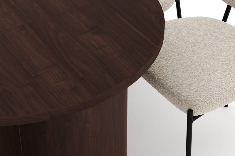 Dano Spisebord 180 cm med 6 Gemmiano Spisestole - Valnød / Hvid Bouclé - Møbler - Borde - Spisebordssæt