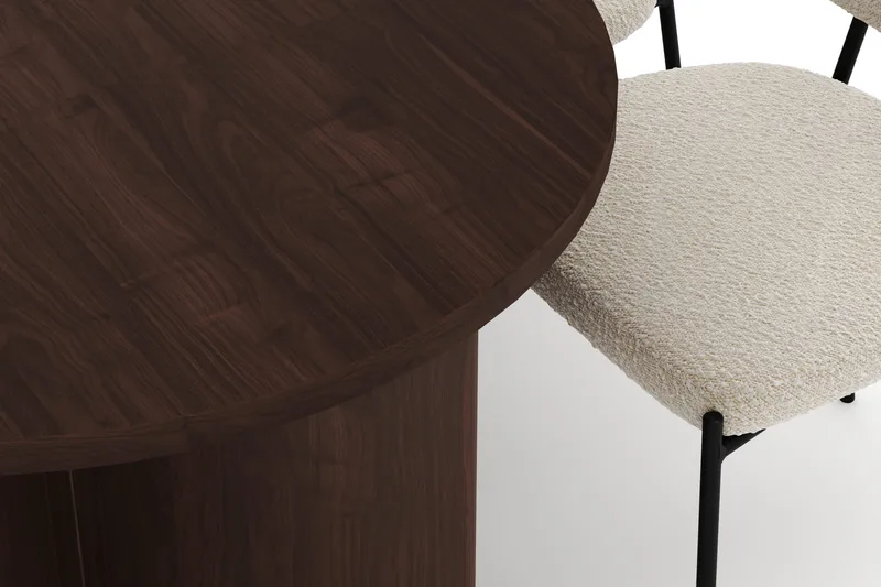 Dano Spisebord 180 cm med 6 Gemmiano Spisestole - Valnød / Hvid Bouclé - Møbler - Borde - Spisebordssæt