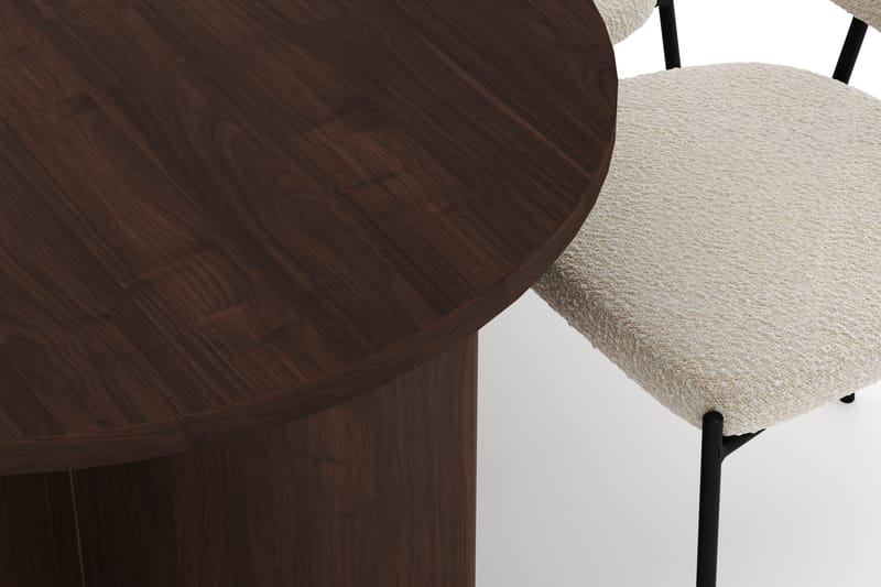 Dano Spisebord 180 cm med 6 Gemmiano Spisestole - Valnød / Hvid Bouclé - Møbler - Borde - Spisebordssæt