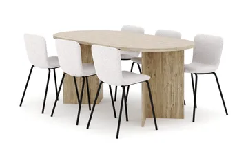 Dano Spisebord 180 cm med 6 Katy Spisestole - Travertin / Hvid - Møbler - Borde - Spisebordssæt