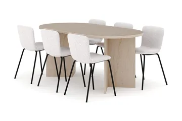 Dano Spisebord 180 cm med 6 Katy Spisestole - Travertin / Hvid - Møbler - Borde - Spisebordssæt