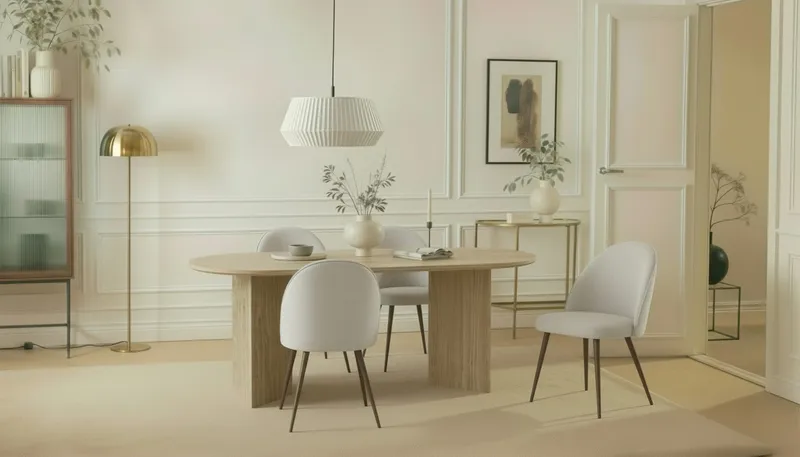 Dano Spisebord 180 cm med 6 Nibe Plus Spisestole - Travertin / Hvid - Møbler - Borde - Spisebordssæt