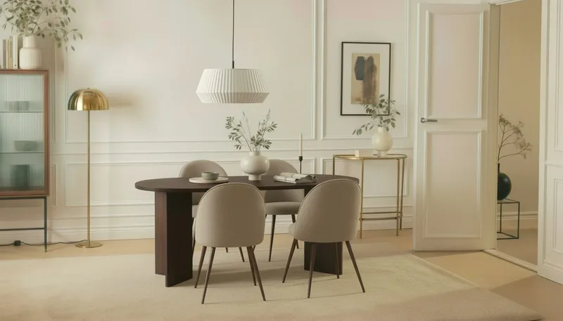 Dano Spisebord 180 cm med 6 Nibe Plus Spisestole - Valnød / Greige - Møbler - Borde - Spisebordssæt