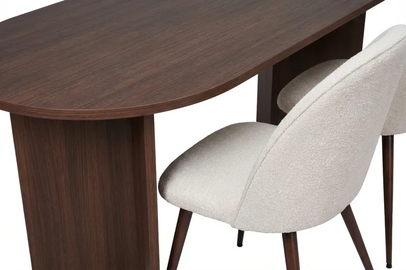 Dano Spisebord 180 cm med 6 Nibe Plus Spisestole - Hvid/Brun - Møbler - Borde - Spisebordssæt