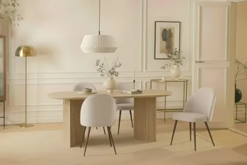 Dano Spisebord 180 cm med 6 Nibe Plus Spisestole - Travertin / Hvid - Møbler - Borde - Spisebordssæt