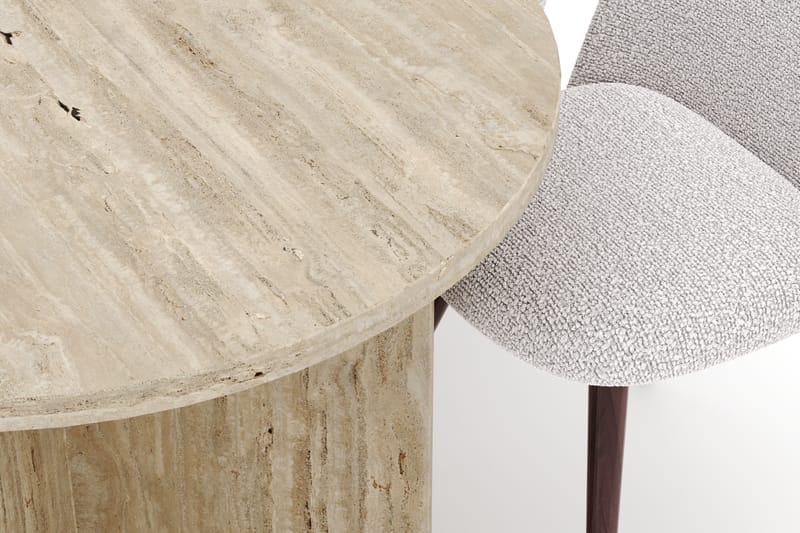 Dano Spisebord 180 cm med 6 Nibe Plus Spisestole - Travertin / Hvid - Møbler - Borde - Spisebordssæt