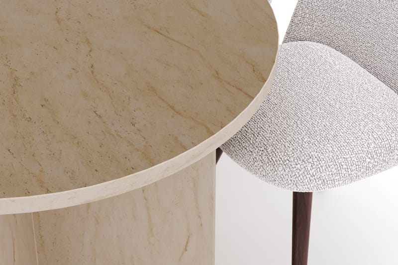 Dano Spisebord 180 cm med 6 Nibe Plus Spisestole - Travertin / Hvid - Møbler - Borde - Spisebordssæt