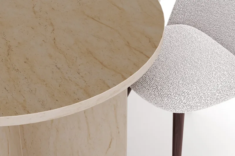 Dano Spisebord 180 cm med 6 Nibe Plus Spisestole - Travertin / Hvid - Møbler - Borde - Spisebordssæt